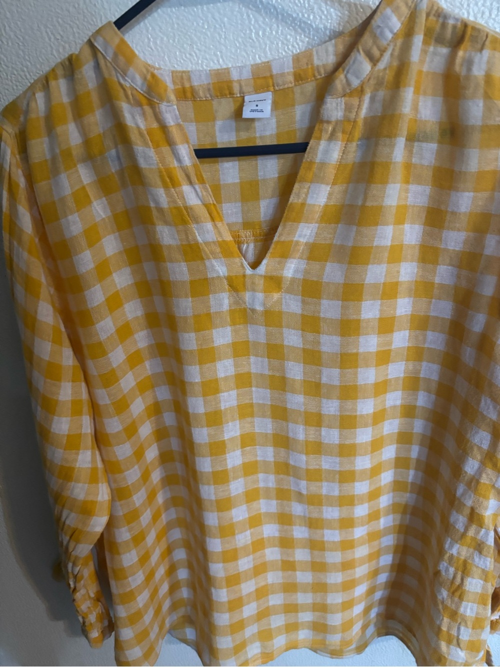 Old Navy Yellow and White Gingham V-Neck Tunic